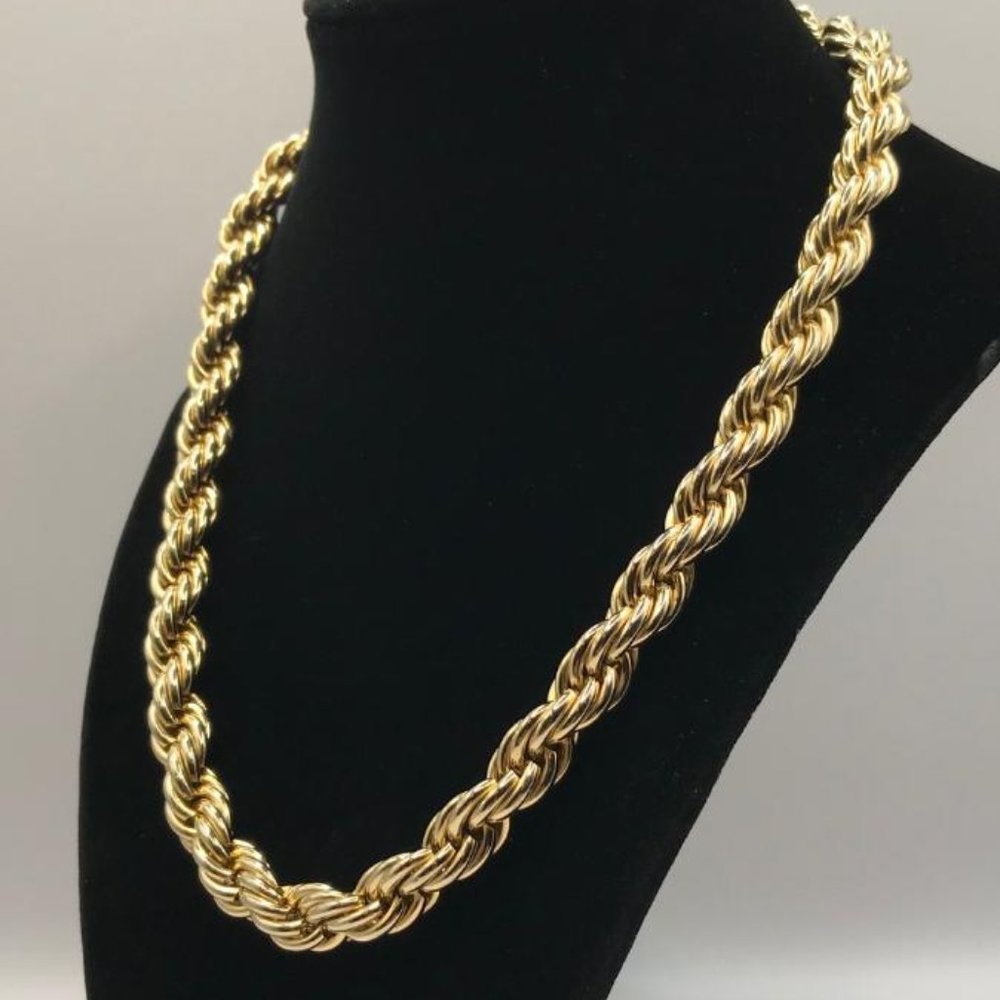 Thick Gold-Tone Rope Twist Chain Necklace - Picture 3 of 8